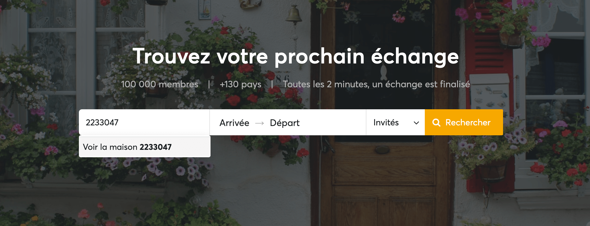 How do I search for a listing with a home ID number? HomeExchange