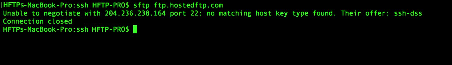 No matching host key found HostedFTP Help