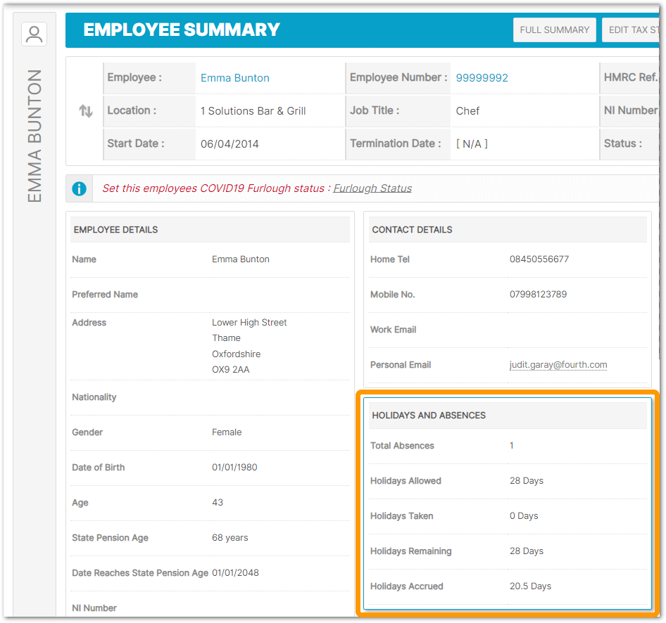 WFM UK Holidays Allowance Calculations for Full and PartTime
