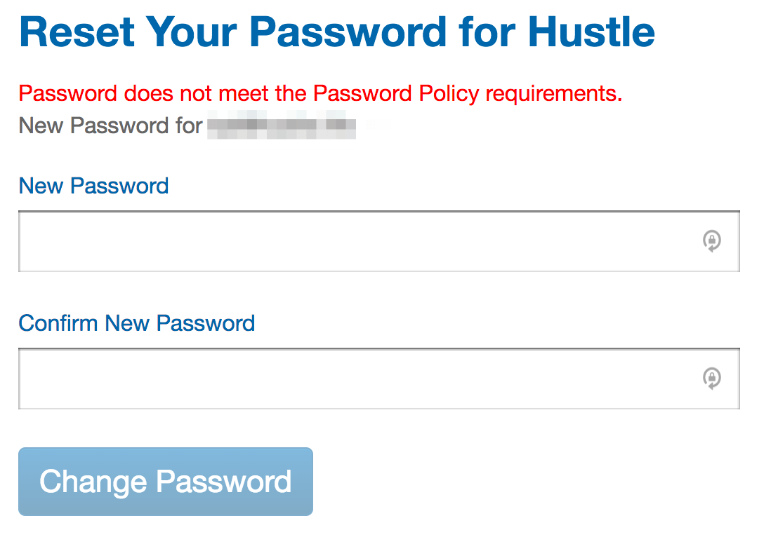 Password policy requirements Hustle