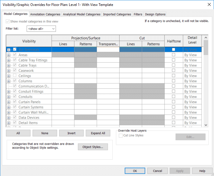 Changing Visibility/Graphics Overrides with a View Template