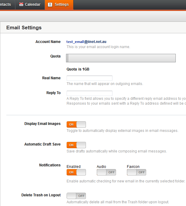 Webmail Settings iiHelp
