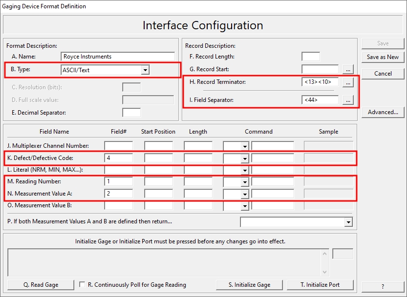 Gage Format Examples