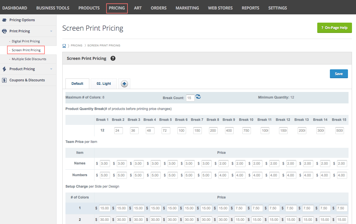 Screen Print Pricing Inksoft