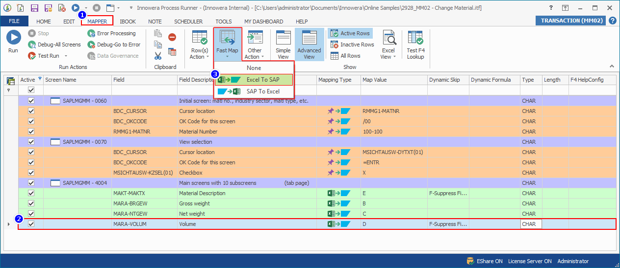 Getting started with Process Runner > Understanding Individual Ribbon