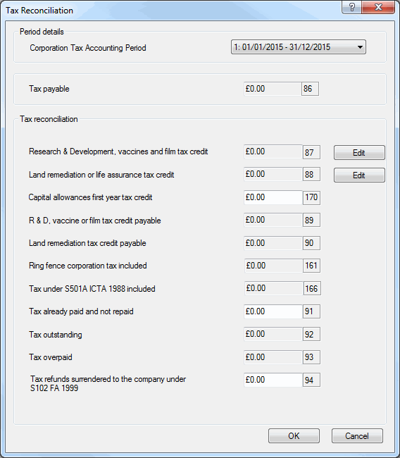How to enter Research and Development Above the line Tax Credit