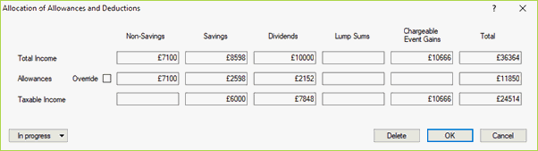 Allocation of Allowances and Deductions