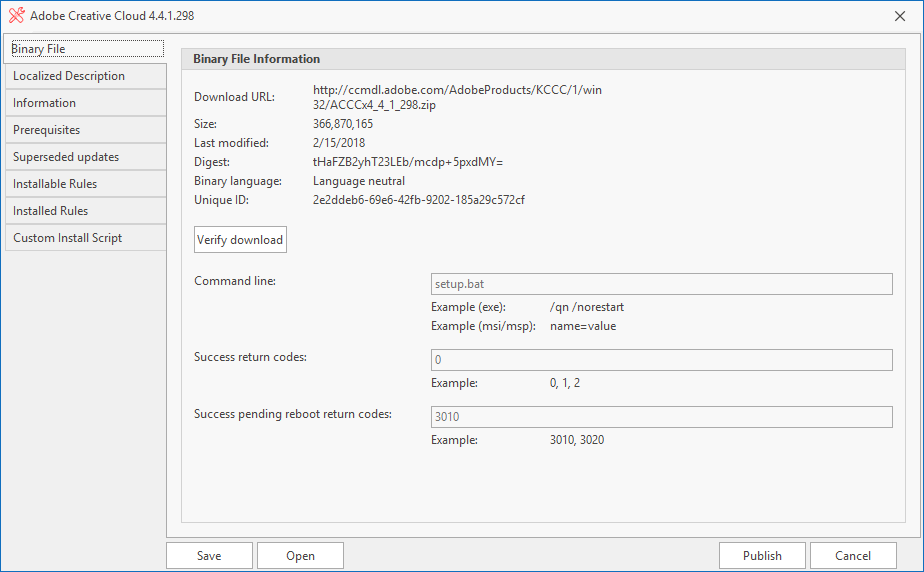 Editing the Binary File Information