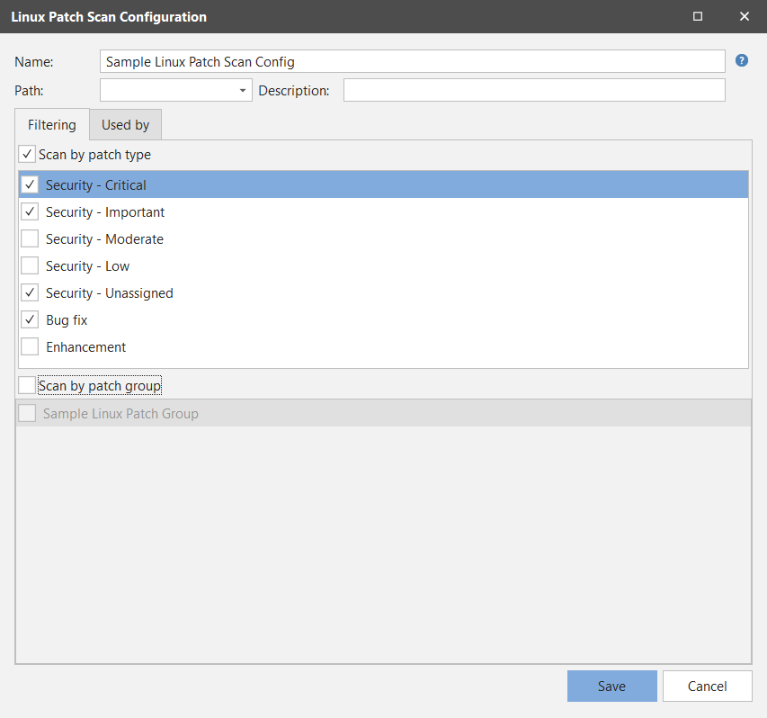 Creating and Editing a Linux Patch Scan Configuration