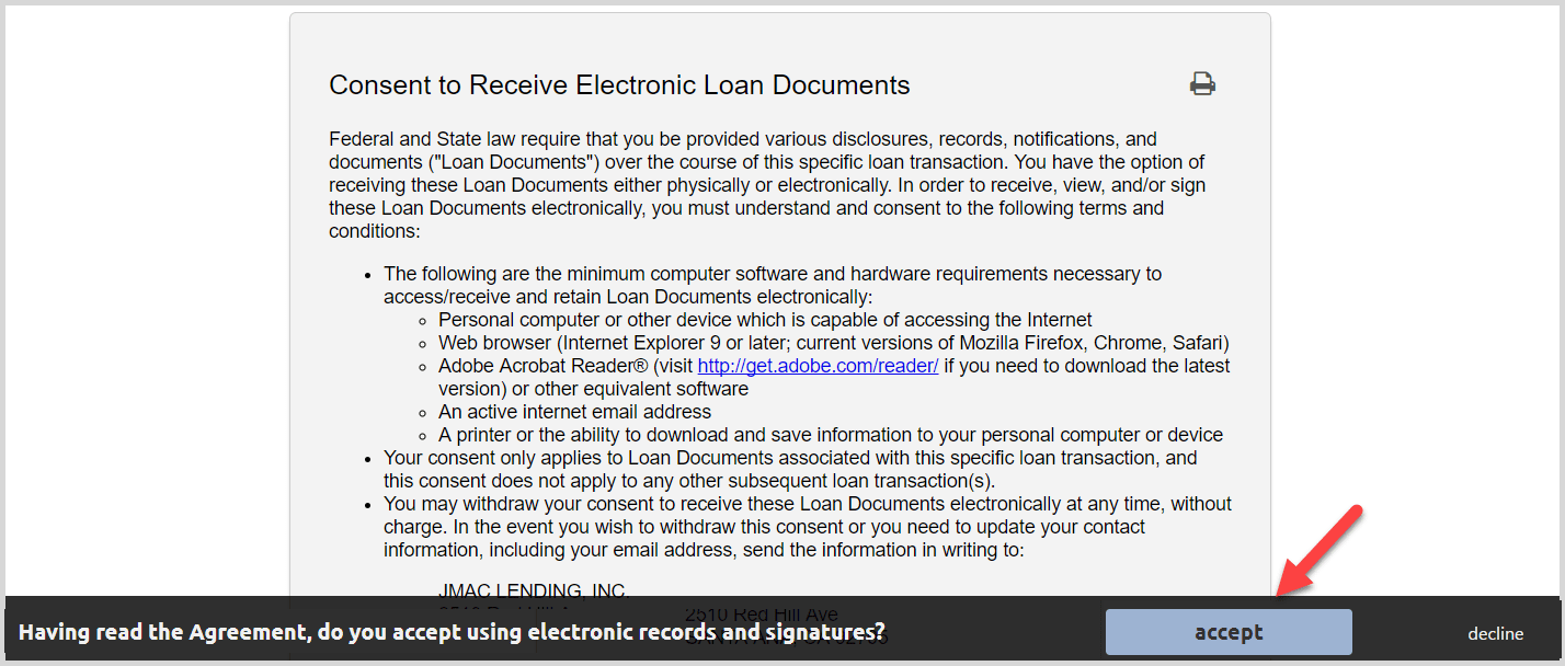 eSigning Initial Disclosures Help Center
