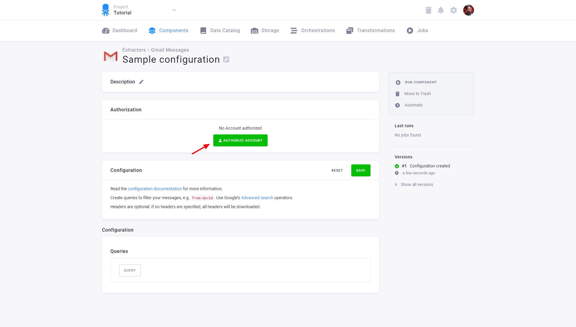 Gmail Messages Keboola Connection User Documentation