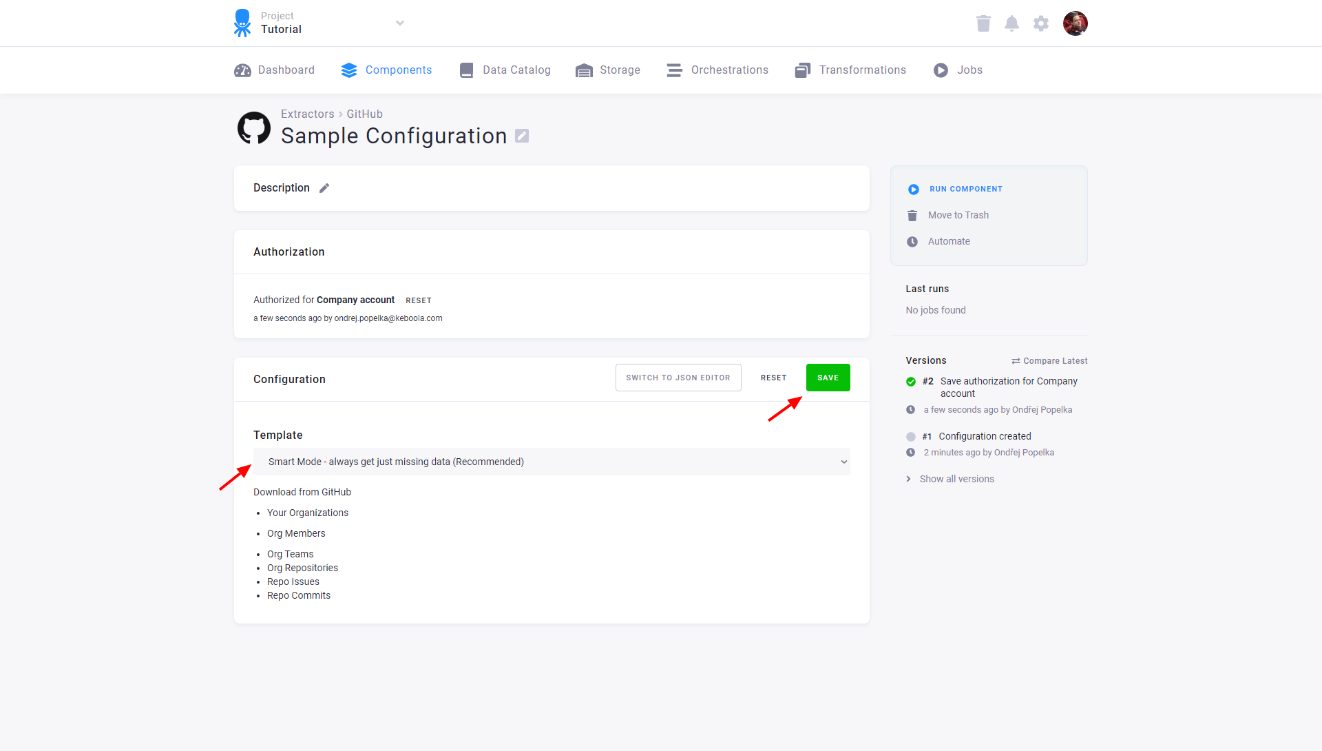 GitHub Keboola Connection User Documentation
