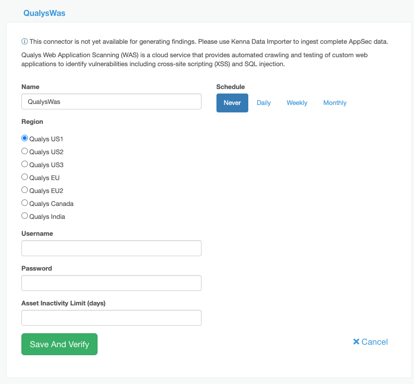 QualysWAS Connector Kenna FAQ