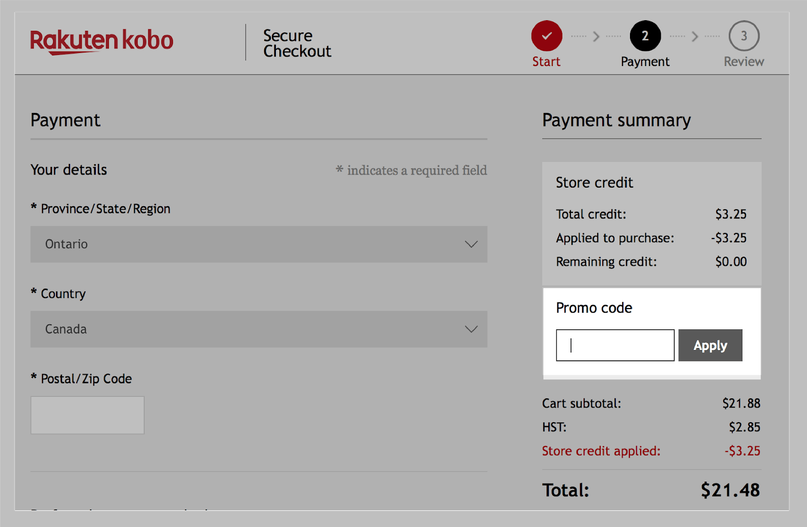 How to use a promo code and problems with promo codes on Kobo Rakuten