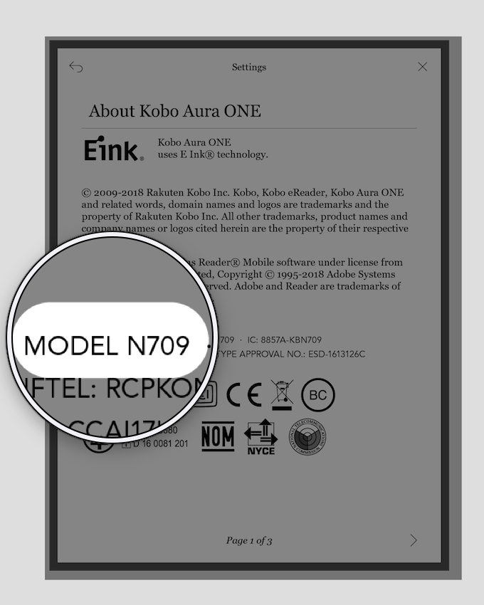 Supported eReader models Rakuten Kobo