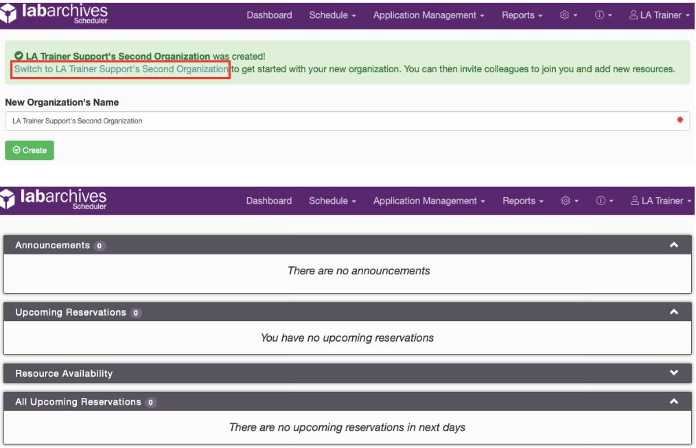 Creating a New Scheduler Organization LabArchives
