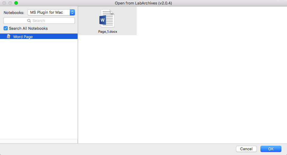 Microsoft Office Plugin for Mac LabArchives