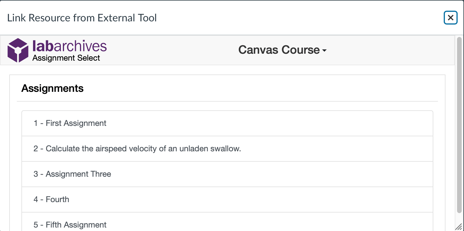 How to Link your Assignment in Canvas LabArchives