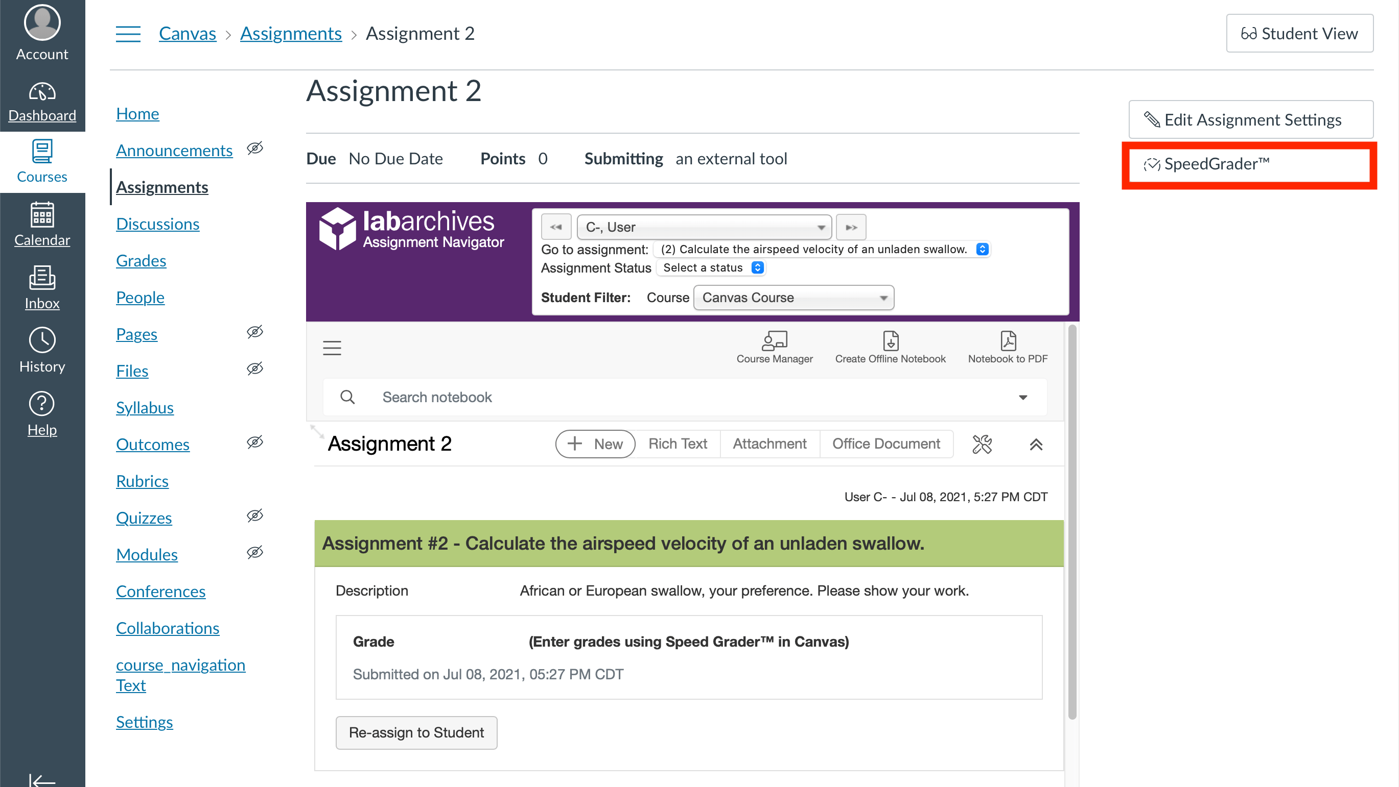 Grading with Canvas LabArchives
