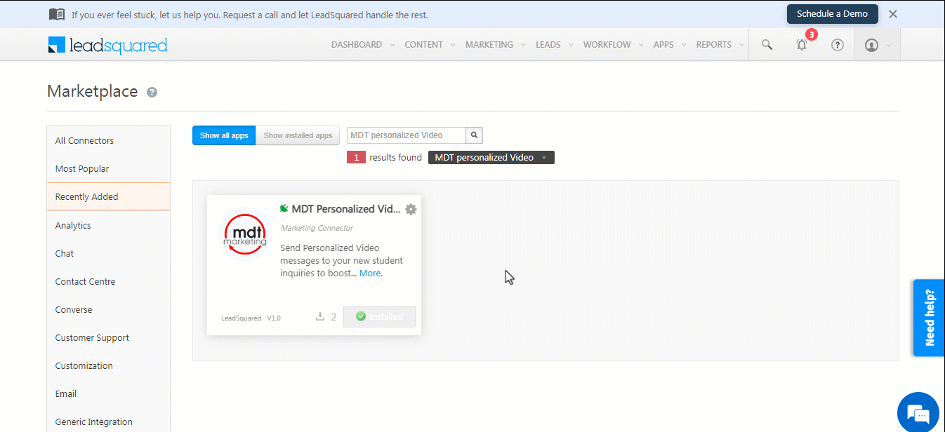 Integrate MDT Personalized Video with LeadSquared Help & Support