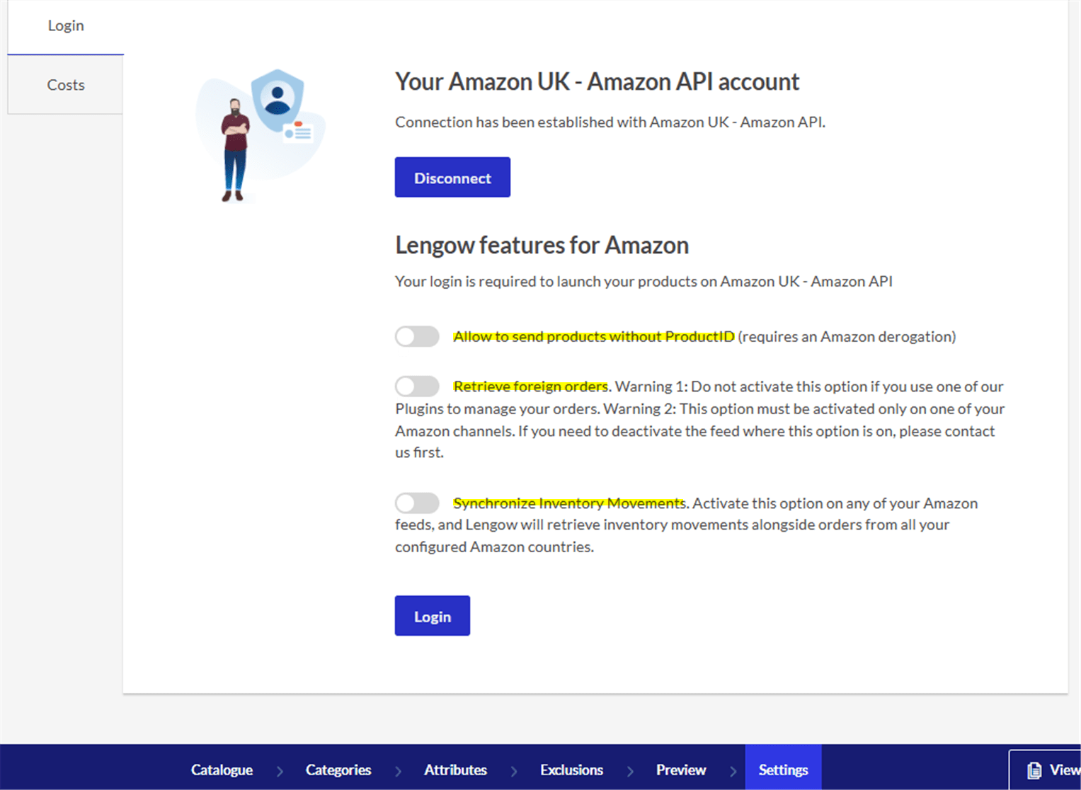Amazon Connection settings Help Center Lengow