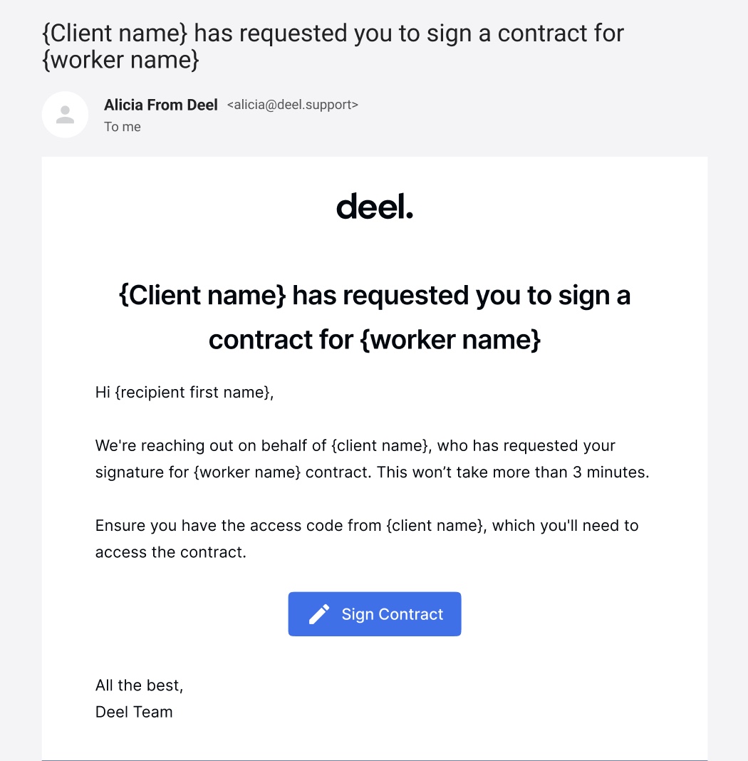 Can someone else sign the contract that I created? Deel