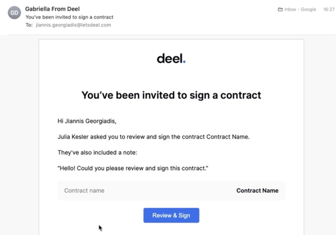 Can someone else sign the contract that I created? Deel