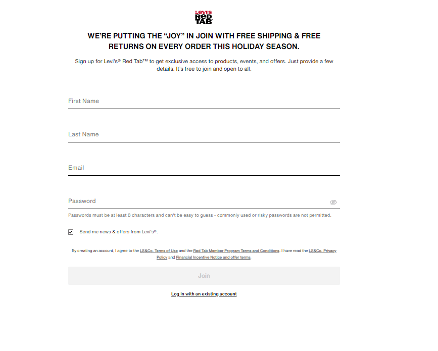 Create a Levi's® Red Tab Membership Account Levi’s® Customer Service