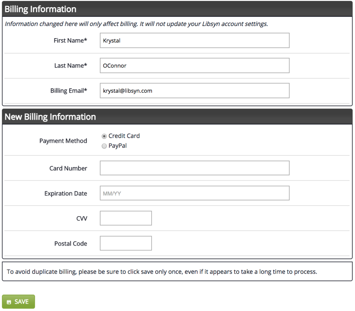 Changing or Updating Payment Information Libsyn
