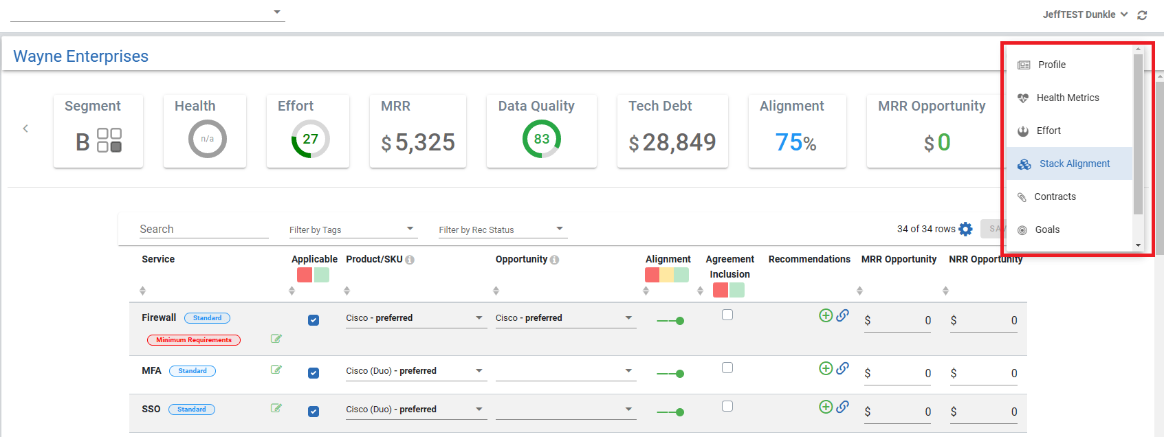 Customer Detail Stack Alignment Lifecycle Insights