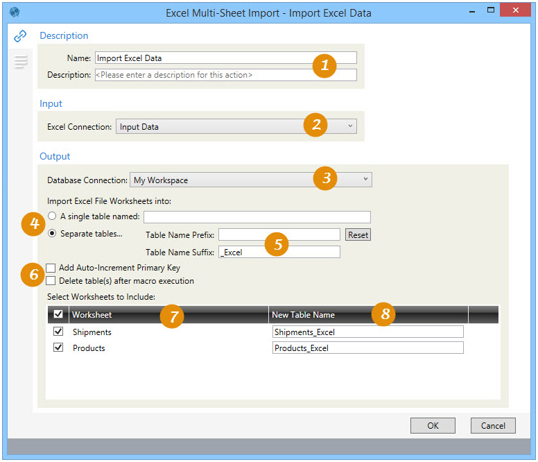 Importing multiple Excel worksheets or named ranges