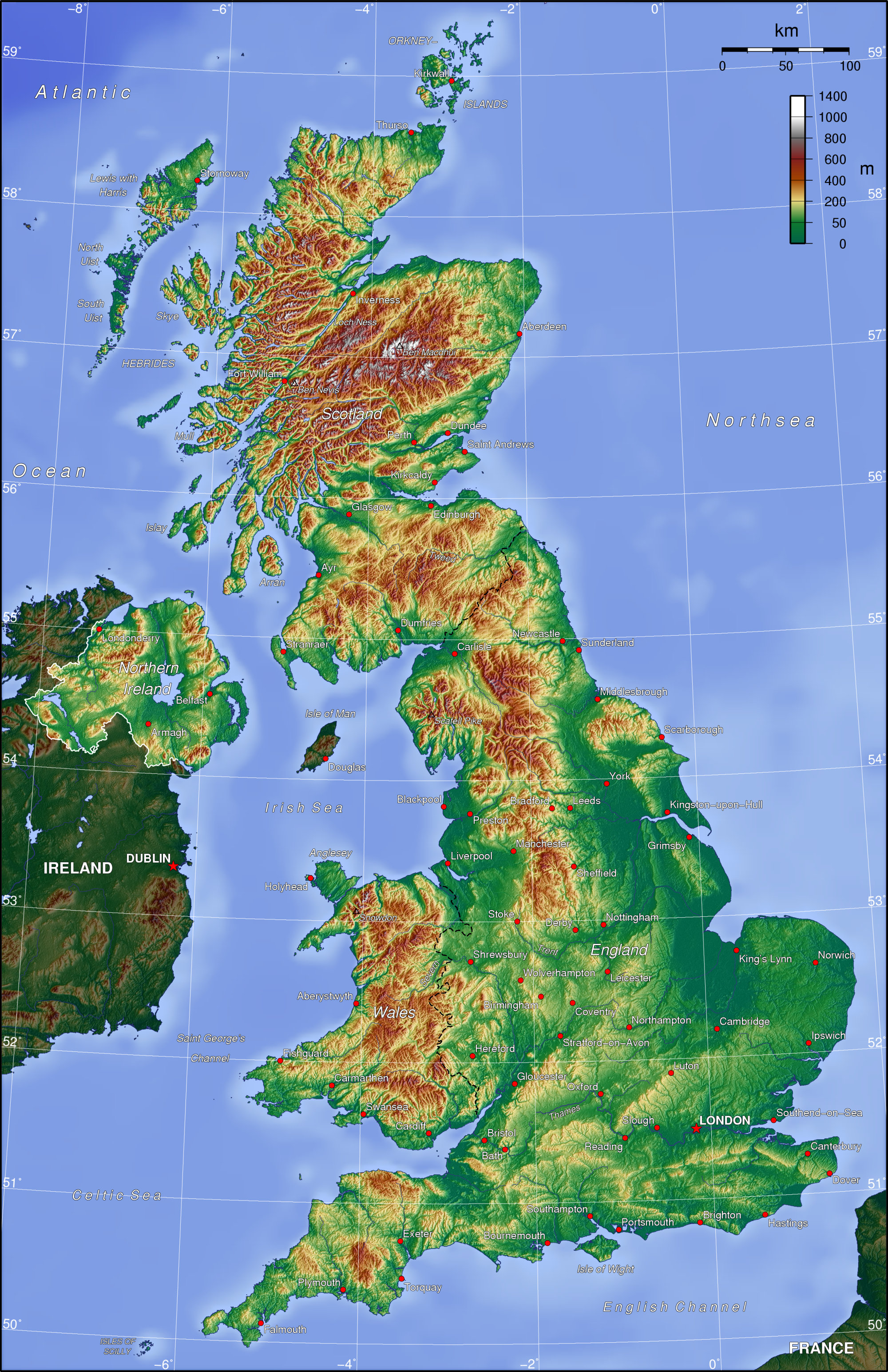 Map colored by elevation like UK topo map Locus Map