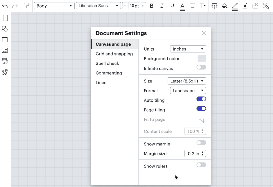 문서와 보드 설정 조정 Lucid