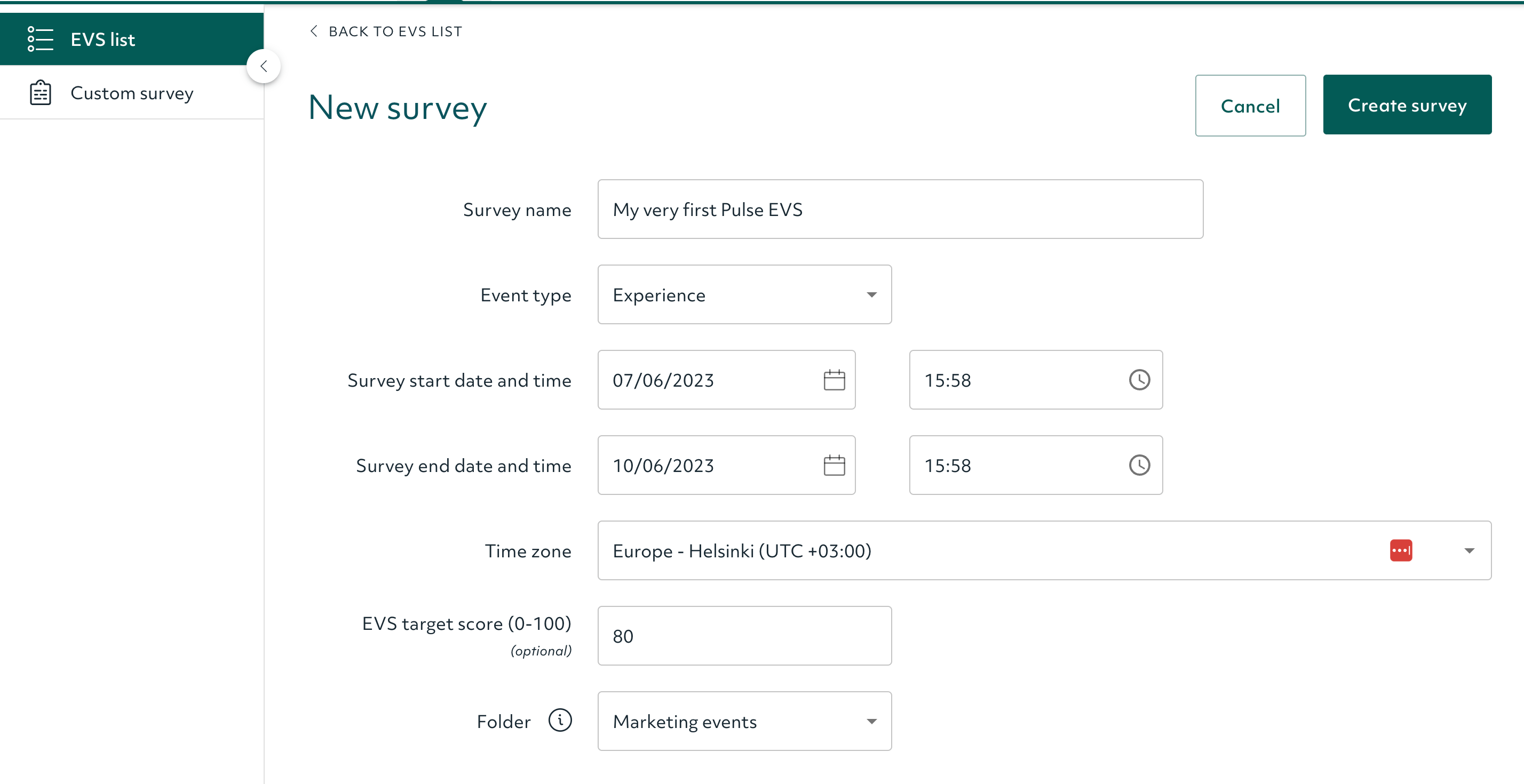 📝 Pulse EVS survey Lyyti