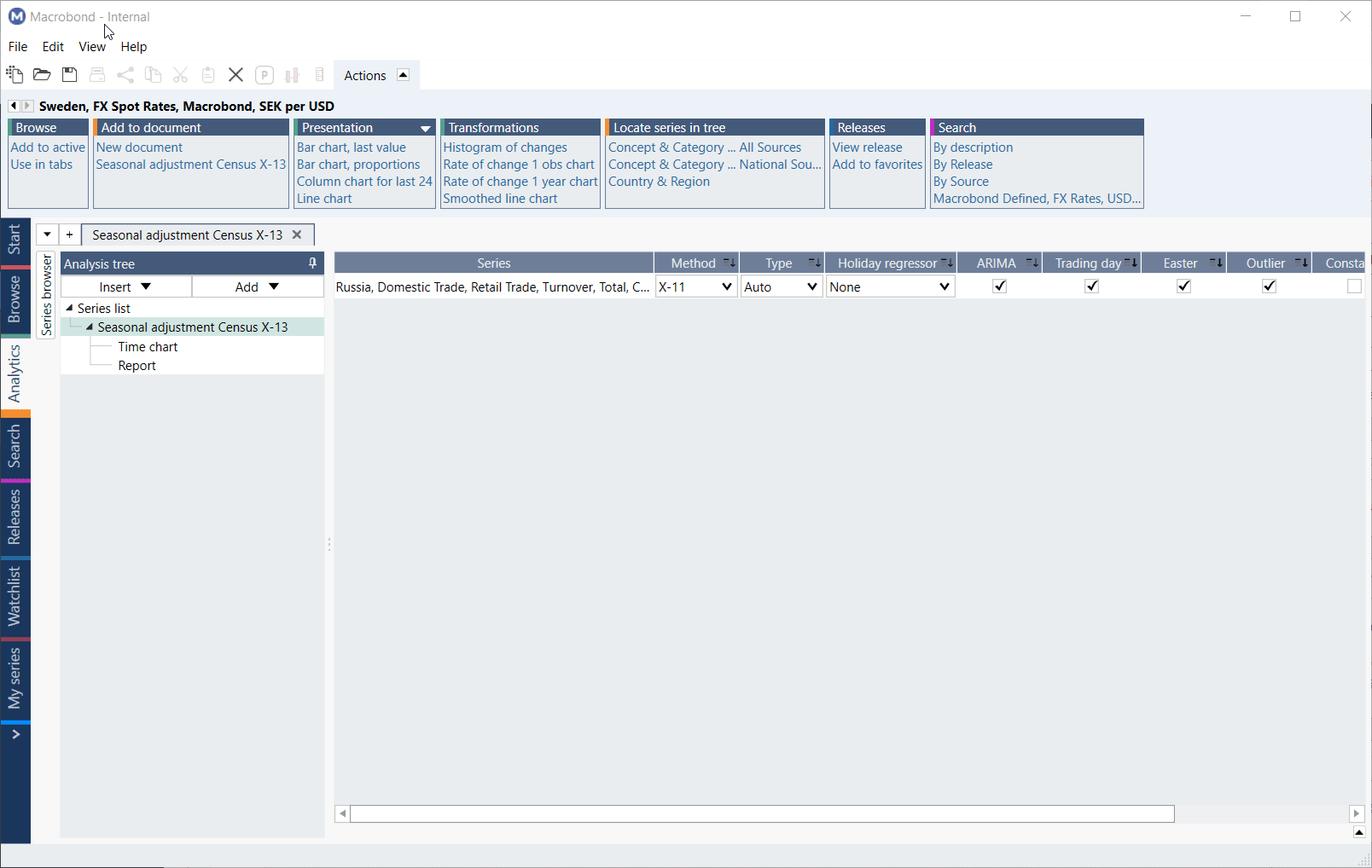 Seasonal adjustment Census X13 Macrobond Help