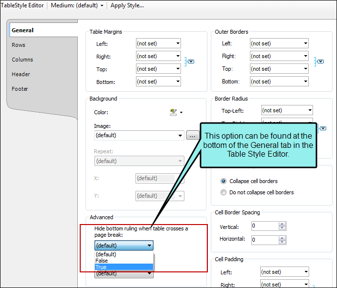 Hiding the Bottom Border on Tables when Crossing Page Breaks