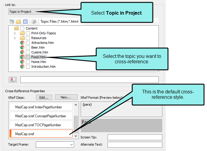 Inserting CrossReferences