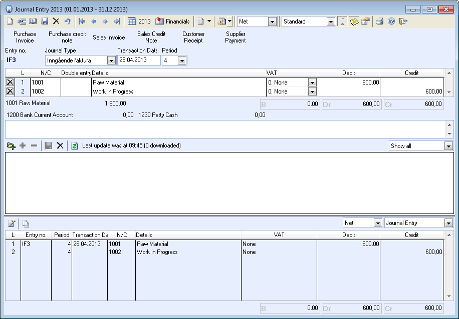 The Journal Entry Window