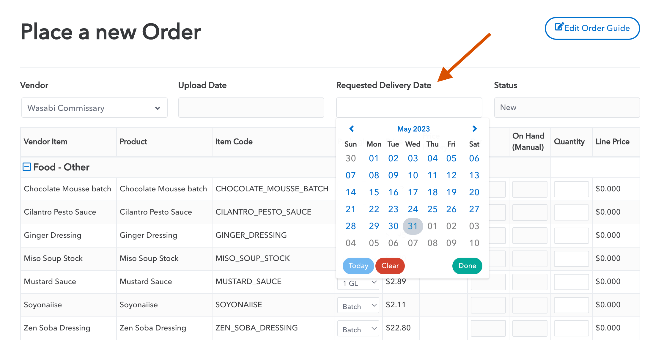 Commissary Receiving Unit How to Place an Order MarginEdge