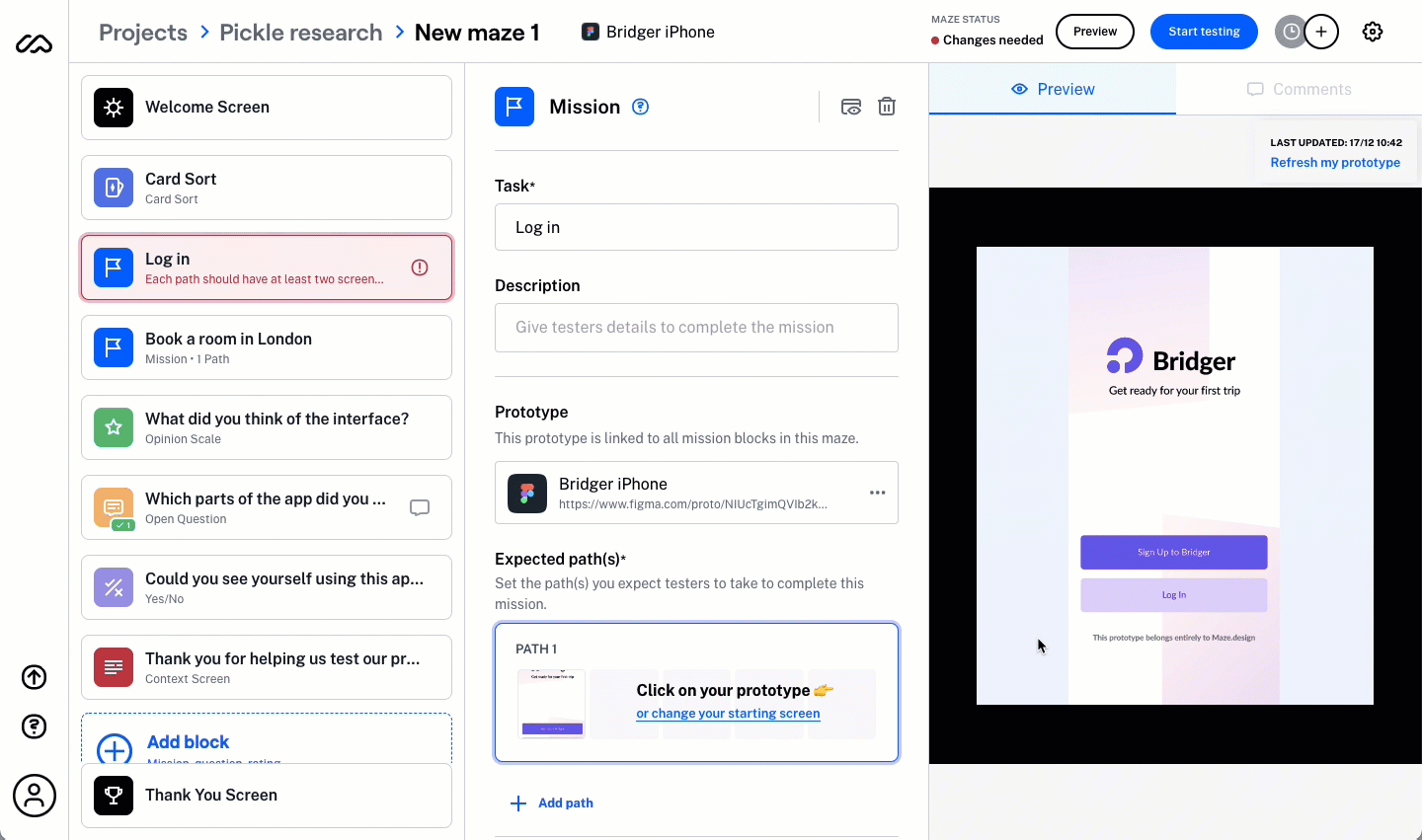 Setting the expected path of a mission Maze Help