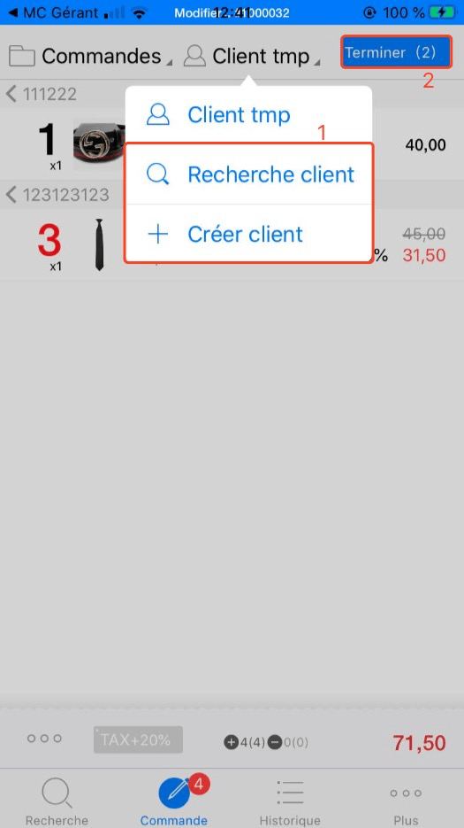 Comment changer le nom d'un client pour une commande dans Mc Seller? MC App
