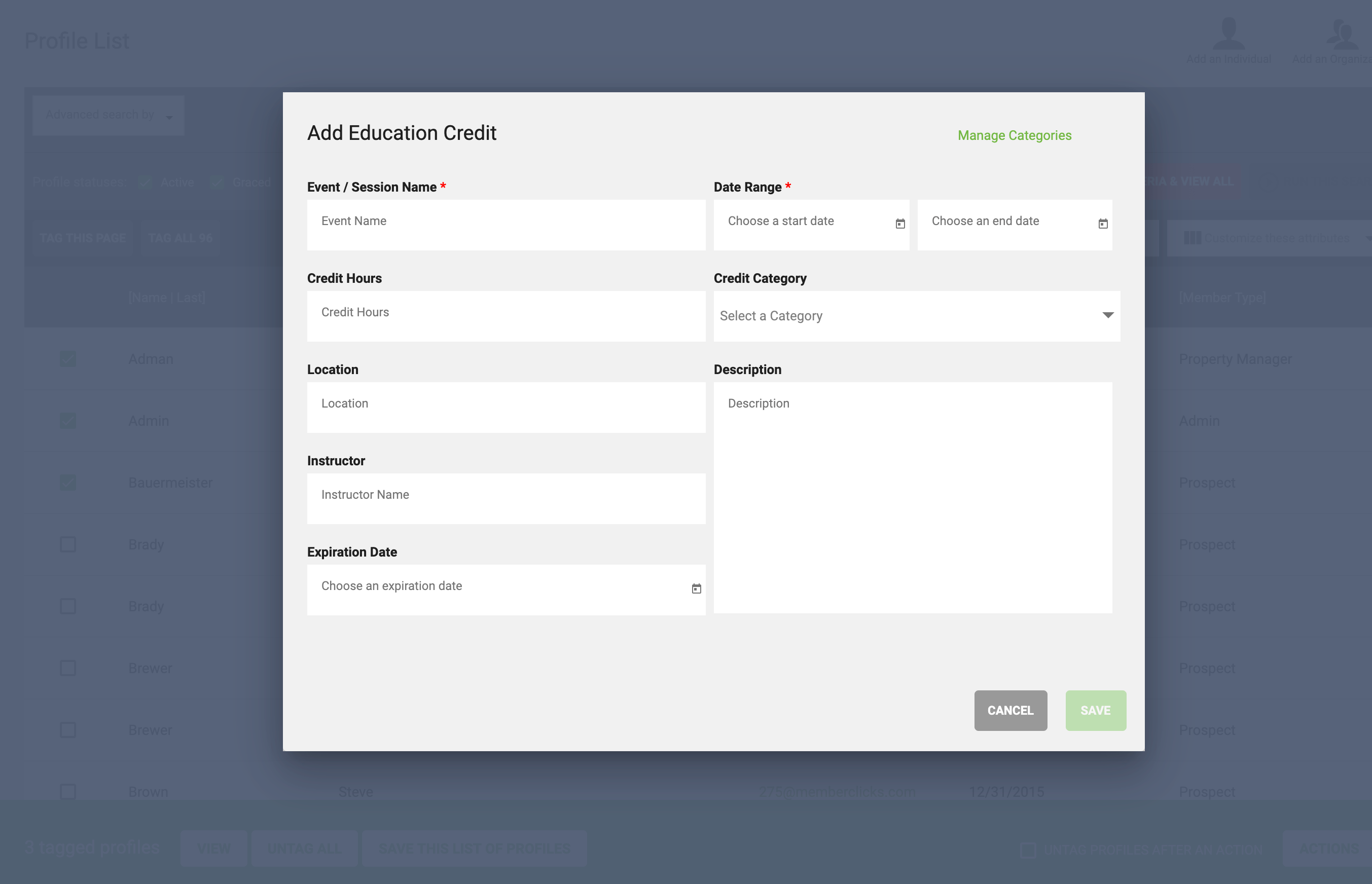 Continuing education transcript MC Professional