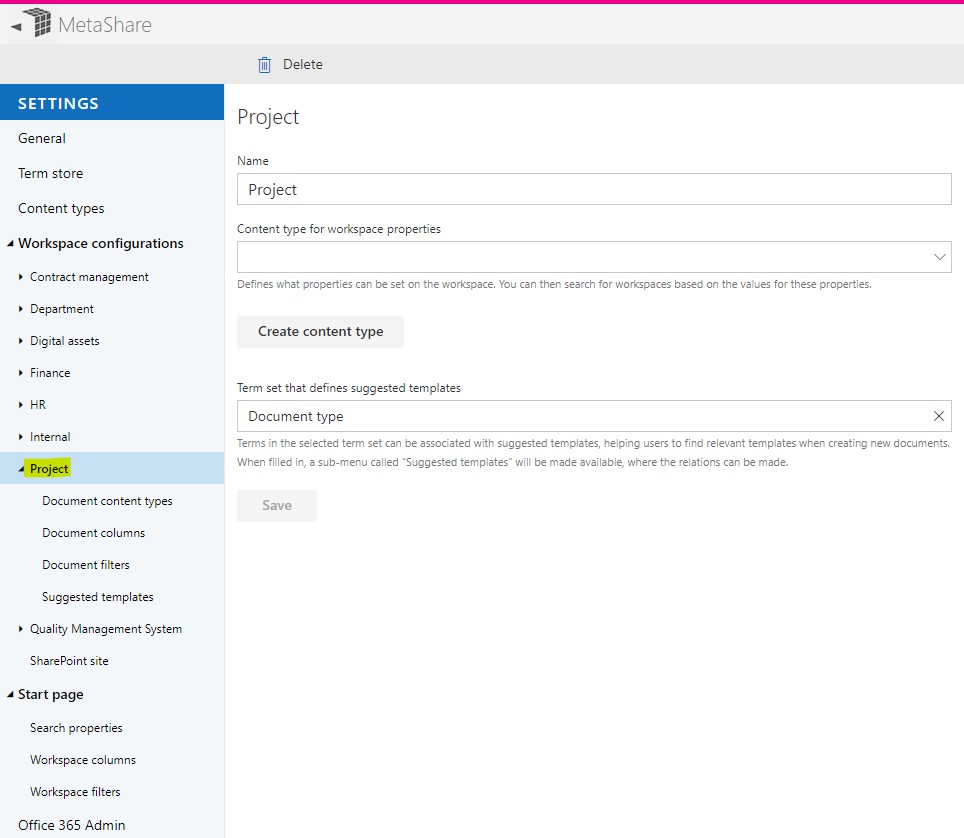 How to define which workspace metadata that workspaces’ should be
