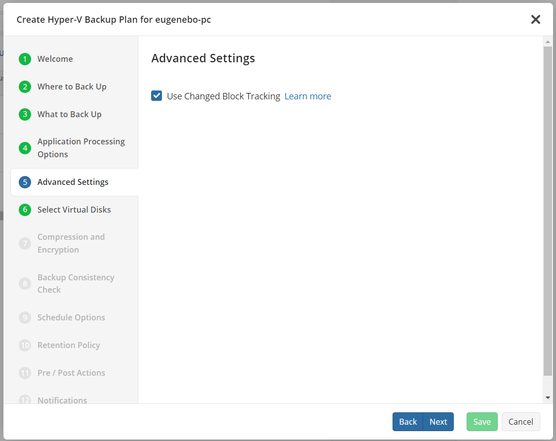Create and Edit HyperV Backup Plan in Management Console