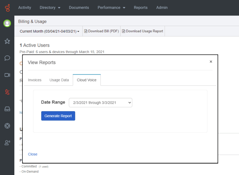Use your Genesys Cloud Voice usage report for internal