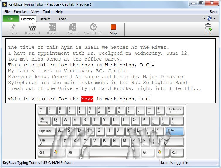 Capturas de pantalla de KeyBlaze, software tutor de mecanografía