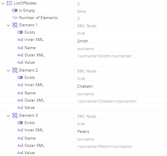XML Variables
