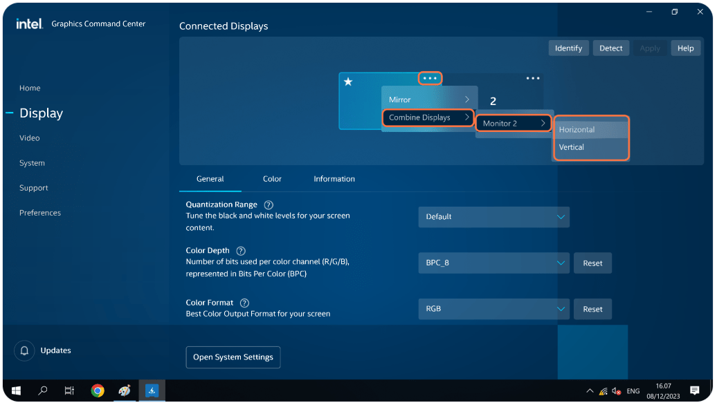 Guide Configuring Dual Monitors with Intel Graphics Command Center on