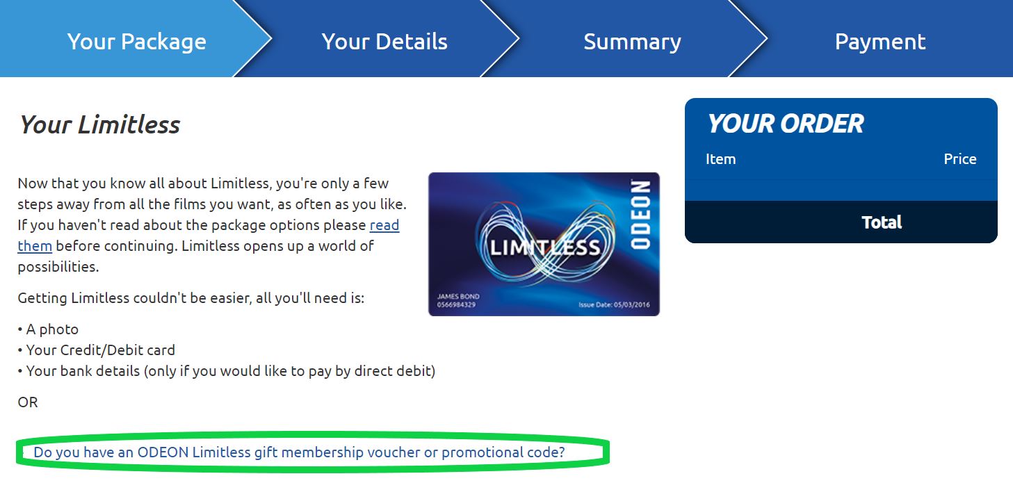 I have a Limitless gift code, how do I use it to join? ODEON Cinemas