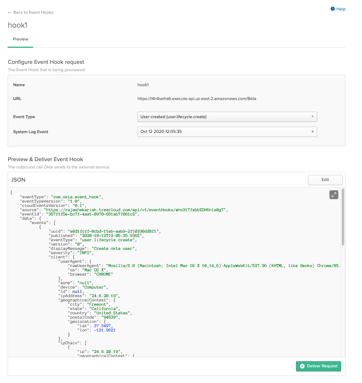 イベント・フックのプレビュー Okta